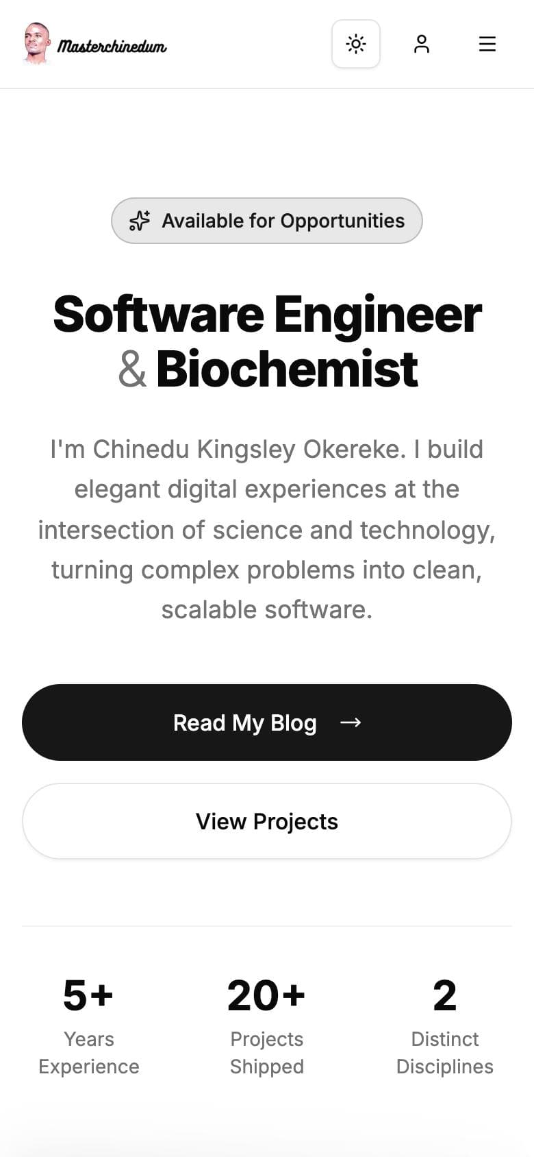Chinedu.net website on a phone
