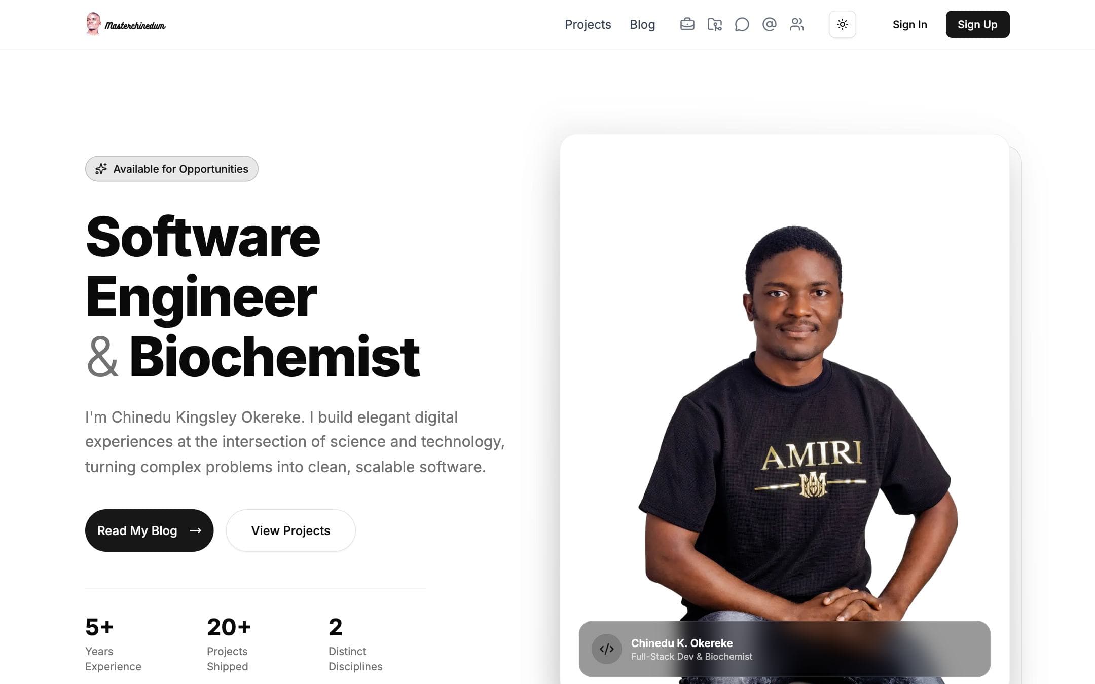 Chinedu.net website, home page