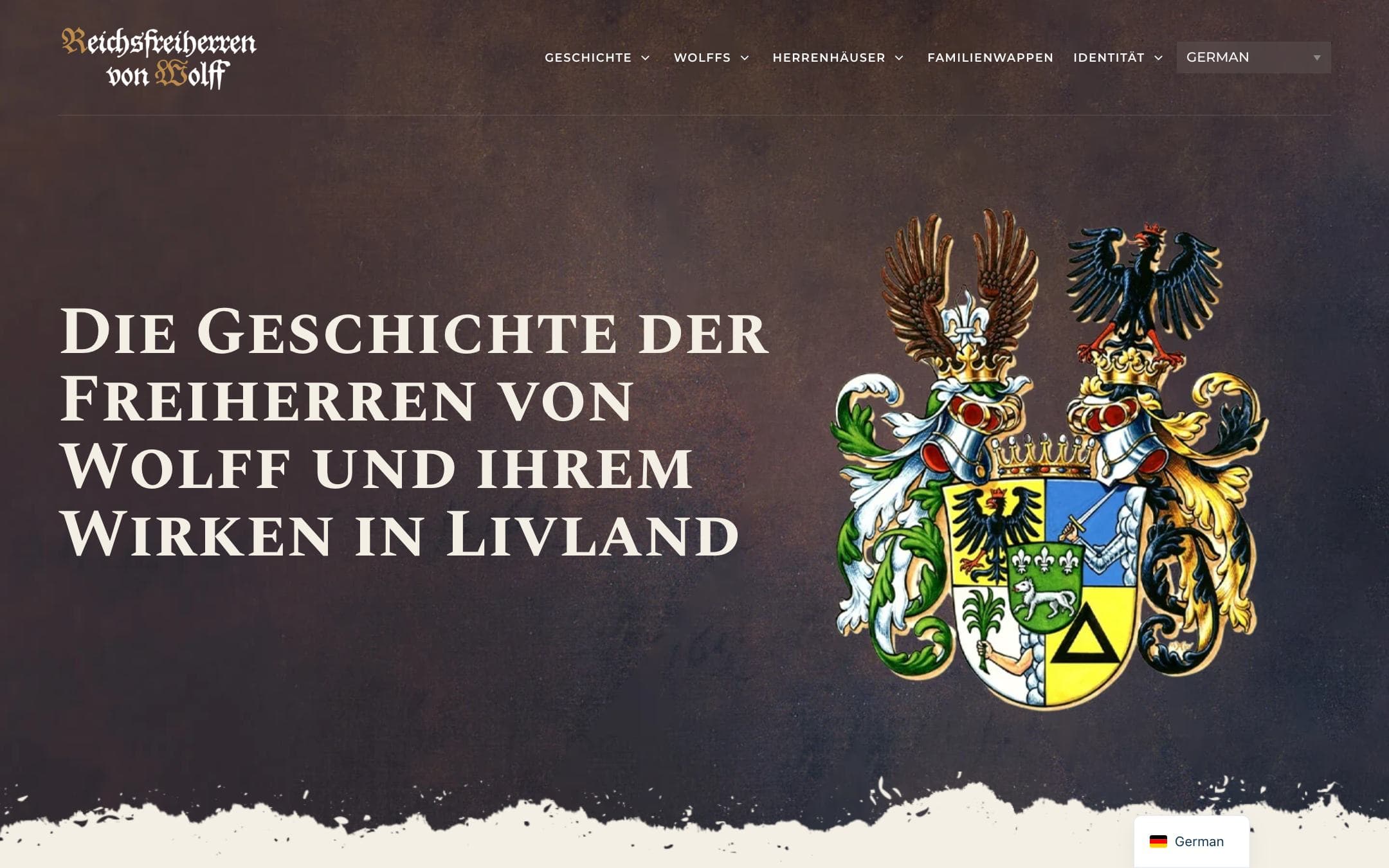 Freiherren von Wolff website, home page