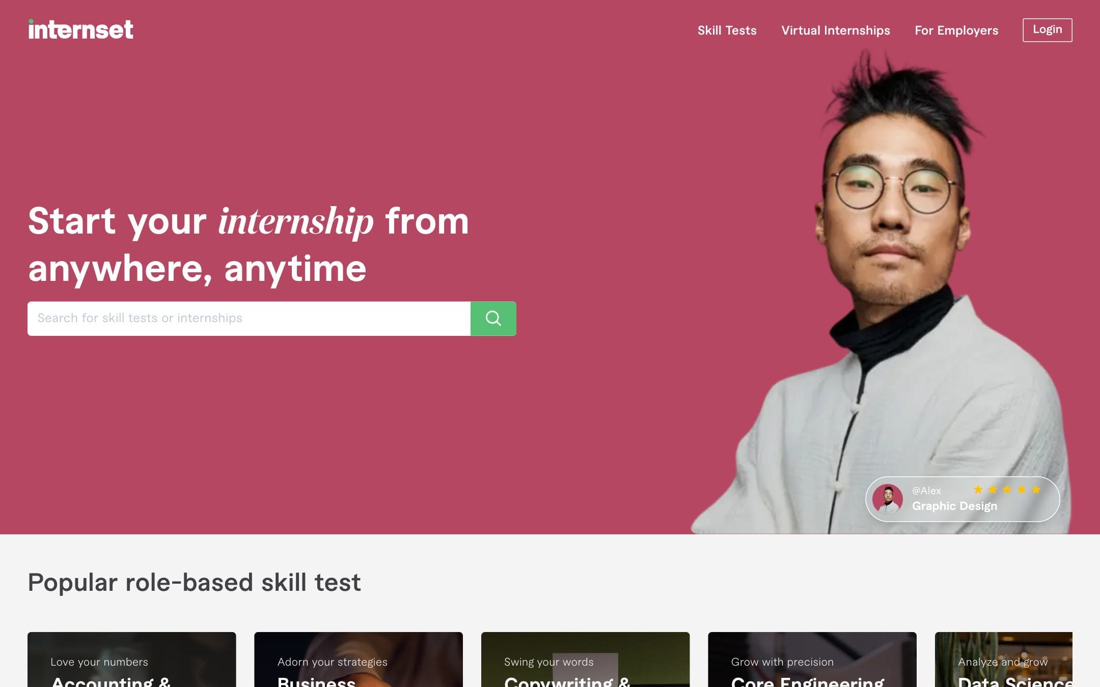 Internset.ai website, home page