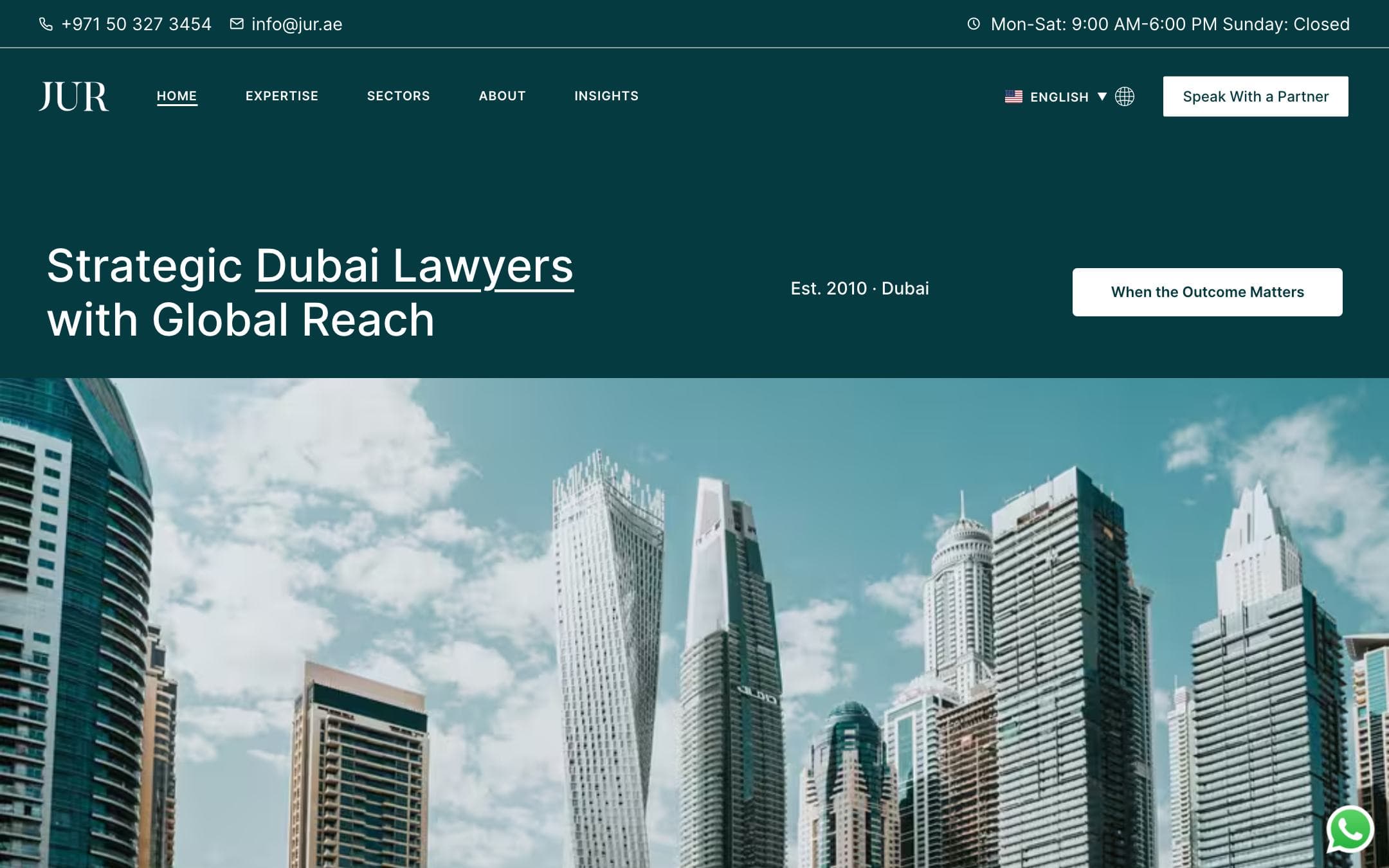 JUR.AE website, home page
